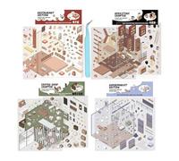 YAOPIU Autocollants Scènes 3D à Créer Soi-Même, 4 Décalcomanies Paysages, Décalcomanie Scrapbook Carnets Cadeaux Activités Scolaires Artisanat
