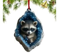 YAOPIU Décoration animale de Noël, pendentif en acrylique 2D, animaux dans le trou de l'arbre, décoration de sapin de Noël, animaux sauvages amusants, cadeau pour les amoureux des animaux