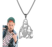 YAOPIU Pendentif collier Jésus, collier Jésus Christ pour hommes | Pendentif colliers chrétiens pour hommes | Outil de décoration de conception creuse pour les fêtes, les rencontres