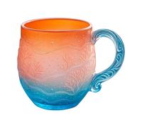YAOPIU Tasses À Café En Verre | 350 Ml Corail Articles De Boisson Décor De Bureau - Mug En Verre Coucher De Soleil Tasses À Boisson | Pour Boissons Chaudes Froides Maison Bureau École Anniversaire