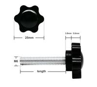 yaoqijie 2/5pc M4 M5 M6 M8 M10 Black Plastic Hand Tighten Thumb Screw Six-Lobe Head Thumbscrew Adjust Clamping Bolt Toolless 8-100mm long lasting(5pcs M6 (Head 25mm),35mm)