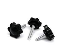 yaoqijie 2/5pc M4 M5 M6 M8 M10 Black Plastic Hand Tighten Thumb Screw Six-Lobe Head Thumbscrew Adjust Clamping Bolt Toolless 8-100mm long lasting(2pcs M10 (Head 38mm),40mm)