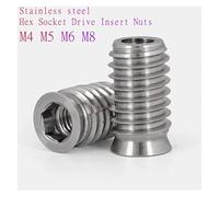yaoqijie 5 pièces 304 acier inoxydable M4 M5 M6 M8 douille hexagonale écrous d'insertion filetés for meubles en bois lasting(M6x12 5pcs)