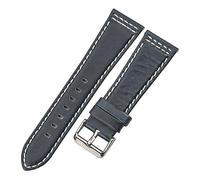 yaoqijie Bracelets de montre en cuir véritable ceinture 22mm 24mm femmes hommes noir marron bleu Orange bracelets de montre bracelet avec boucle ardillon en acier inoxydable lasting(Blu,22mm)