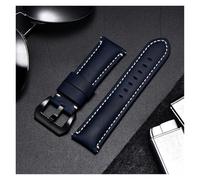 yaoqijie Bracelets de montre en cuir véritable faits à la main Crazy Horse avec boucle noire argentée en acier inoxydable 22mm 24mm 26mm bracelet de montre lasting(Blue(black buckle),24mm)