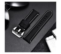 yaoqijie Bracelets de montre en cuir véritable faits à la main Crazy Horse avec boucle noire argentée en acier inoxydable 22mm 24mm 26mm bracelet de montre lasting(Black(silver buckle),26mm)