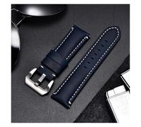 yaoqijie Bracelets de montre en cuir véritable faits à la main Crazy Horse avec boucle noire argentée en acier inoxydable 22mm 24mm 26mm bracelet de montre lasting(Blue(silver buckle),26mm)