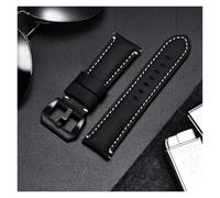 yaoqijie Bracelets de montre en cuir véritable faits à la main Crazy Horse avec boucle noire argentée en acier inoxydable 22mm 24mm 26mm bracelet de montre lasting(Black(black buckle),24mm)