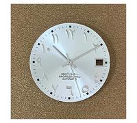 yaoqijie Cadran NH35 avec Chiffres Arabes et Chiffres Non Lumineux, Cadran de 28,5 mm for Mouvement mécanique NH36, Accessoires de Montre for Hommes Lasting(White Dial Hands)