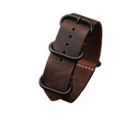 yaoqijie Couche supérieure en cuir de vachette rétro fait à la main en cuir de cheval fou bracelet de montre zoulou 18mm 20mm 22mm 24mm 26mm bracelet noir marron vert lasting(Brown,20MM_SILVER BUCKLE)