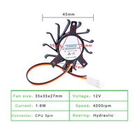 yaoqijie DFS500912M 35x35x27mm 27x27x27mm DC12V 1.6W 45mm routeur contrôle industriel TV dissipateur de chaleur dédié carte graphique ventilateur de refroidissement lasting(GRAY_FIXED COLOR)