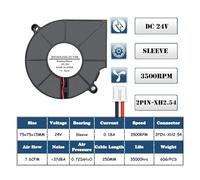 yaoqijie Ventilateurs de refroidissement sans balais DC, 75mm, 75x75x15mm, 5V/12V/24V, 75mm, 7515 lasting(24V Sleeve,1PCS 7515 Blower)