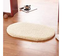 YAOTT Doux Tapis de Salle de Bain Antidérapant en Microfibre, Shaggy Tapis de Porte, Tapis de Bain Paillasson Ovale Absorbant Lavable en Machine Couleur Unie-5 Tailles Chameau Clair 40X60CM