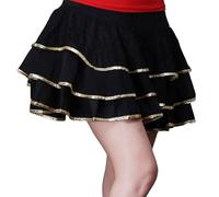 YAOTT Femme Jupe d'entraînement à Volants 3 Couches Jupe Courte Moulante Costume de Danse Latine pour Salon, Samba, Tango, cha-cha-cha Noir