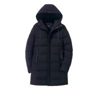 YAOTT Homme Automne Hiver Manteau Doudounes à Capuche matelassées et isolées à Capuche Mi-longues Couleur unie Fermeture éclair Parkas longues d'extérieur MY9588Noir