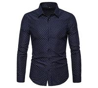 YAOTT Homme Chemise Pois Boutonn Chemisette Manche Longue Dcontracte Confortable Chemise Slim Business Revers Chemise Rétro Élégant Personnalité Chemise,Bleu,XL