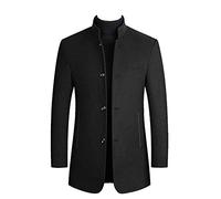 YAOTT Homme Col montant Veste d'hiver Casual Chaud épais Manteau en mélange laine Trench-coat Slim Fit Parka Laine à Manche Longues Manteau Classique Noir L