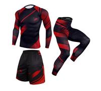 YAOTT Homme Combinaison de jogging d'entraînement Cyclisme Sports Fitness en trois pièces Ensemble de Compression Tee Shirt Couches de base Collants Leggings