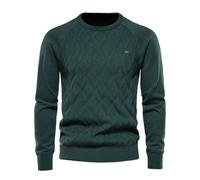 YAOTT Homme Couleur Unie Pull en Maille Sweat-Shirt matelassé Thermique Tricoté Chandail Casual Manches Longues Coupe Classique Pullover Vert L