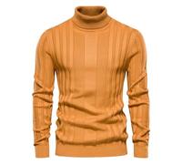 YAOTT Homme Décontracté Sweater Tricoté épais Chaud Couleur Unie Muscle Slim ajusté Pull Doux Manches Longues Pull Basique à col roulé Grande Taille TuJaune M