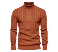 YAOTT Homme Décontracté Sweater Tricoté épais Chaud Couleur Unie Muscle Slim ajusté Pull Doux Manches Longues Pull Basique à col roulé Grande Taille Brun L