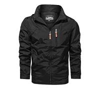 YAOTT Homme Grande Taille Militaire Coupe-Vent Extérieur Veste à capuche Léger Décontractée Athletic-Fit Blouson Bomber Vestes Vintage Scooter Outwear Manteaux Noir XL