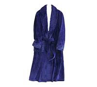 YAOTT Hommes/Femmes Hiver Luxe Doux Pyjama Robe de Chambre Peignoir Longue en Peluche Polaire Chemise de Nuit Couleur Unie Vêtements de Nuit Moelleux Peignoir Loungwear Navy XL