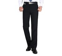 YAOTT Pantalon Casual Élégant avec Taille Extensible Homme Anti-Rides Taille Normale Tube Droite Décontracté Pantalon de Costume Slim Formal Jogger Pantalon Droit Pantalon habillé 55 Noir 50W