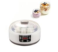 Yaourtière 15W en Acier Inoxydable avec 5 Pots Individuels en Verre | Pots avec Couvercle,Facile à nettoyer, Affichage Numérique, Sans BPA,Thermostat Réglable,pour Famille et Yaourts Faits Maison