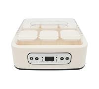 Yaourtière 25 W, yaourtière avec 6 gobelets en verre de 250 ml, yaourt avec température/écran LCD/minuterie, yaourtière pour la fermentation du yaourt, du natto, du vin de riz