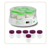 LITTLE BALANCE 8487 Yaourtière 7 Digital, Yaourtière + 13 Pots en Verre 190ml pour des yaourts faits maison, Timer jusqu'à 14h, Arrêt automatique, Blanc