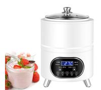 Yaourtière 8/12 L, vinaigre de riz, yaourtière avec contrôle de température, couvercle intérieur en acier inoxydable 304, fermentation à température constante à 360°, grande capacité(White,8L)