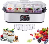 Yaourtière 8 Pots, 180ml Pot en Verre avec Couvercle, Yaourtière avec Écran Numérique, Thermostat Réglable et Minuterie Pour