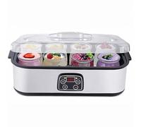 Yaourtière 8 tasses avec puissance 25 W et taille compacte 36,8 x 19 x 14,5 cm, corps en acier inoxydable et pots en verre de 180 ml, contrôle numérique de la température de 88 à 131 °F