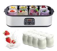 Yaourtière automatique 1,4 L/2,5 L avec écran LED - Yaourtière automatique avec 8/12 pots en verre, minuterie 0-48 h et température réglable 20-50 °C, for yaourts frais faits maison(1400ml)