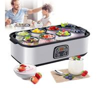 Yaourtière Automatique 1400 Ml, Avec 8 Pots En Verre, Température Et Temps Réglables, Chauffage Équilibré À 360°, Pour Yaourts Maison,1400ml