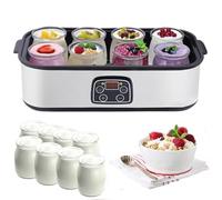 Yaourtière automatique 1400 ml multifonction avec contrôle de la température et du temps réglables, comprend un pot à yaourt avec 8 couvercles pour yaourt frais fait maison