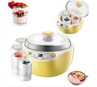 Yaourtière Automatique 20 W avec Minuterie D'affichage Lcd, Doublure en Acier Inoxydable de 1500 Ml avec 4 Tasses en Céramique