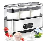 Yaourtière automatique avec 3 pots en verre,yaourtière électrique 450ml avec écran LCD,température de fermentation 42°C,machine multifonction for le bureau,le fitness,le yoga,les enfants adorent