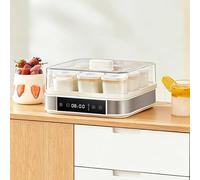 Yaourtière Automatique Avec Design Transparent À 360°, Machine De Fermentation En Acier Inoxydable Avec 9 Pots En Verre De 170ml, Contrôle De La Température Et Du Temps Réglable