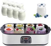 Yaourtière Automatique De 1400 Ml Avec 8 Pots En Verre De 180 Ml, Écran Lcd, Température Et Durée Réglables, Pour La Maison