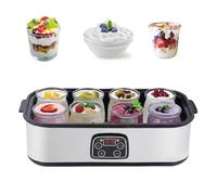 Yaourtière automatique de 1400 ml, machine à yaourt multifonction portable avec 8 pots en verre, écran LCD et contrôle de température constante for yaourt frais fait maison