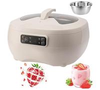 Yaourtière automatique,machine fermentation intelligente 5L/8L avec doublure en acier inoxydable et écran LCD,contrôle la température et du temps réglables,for yaourt grec/pain/natto(White,5L)