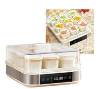 Yaourtière automatique numérique 9 tasses en acier inoxydable, comprend des tasses de 9 à 170 ml avec couvercles, température réglable