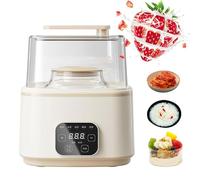 Yaourtière automatique, yaourtière 1 l + 2 l, fermenteuse multifonction, 5 programmes préréglés, écran tactile LED, yaourtière électrique, for yaourt, vin de riz et vinaigre de fruits