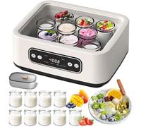 Yaourtière Automatique, yaourtière électrique de 1,6 L avec 9 Pots en Verre et Doublure en Acier Inoxydable, minuterie de 12 h