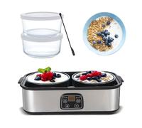 Yaourtière avec 2 gobelets en verre Aartner - Température et temps réglables - Avec cuillère à mélanger - Pour yaourt fait maison, fromage - Prise européenne