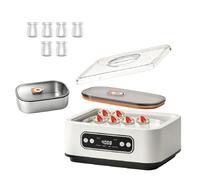 Yaourtière avec 6 récipients en verre de 180 ml, 1,6 l avec température et minuterie, 20 W, 4 programmes préréglés, arrêt automatique, écran LCD, yaourtière pour yaourt grec, maison