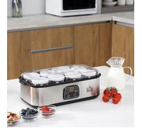 Yaourtière avec 8 pots en verre de 180ml en acier inoxydable avec minuterie, thermostat réglable et affichage numérique |