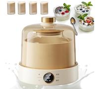 Yaourtière Avec Contrôle De Température, Enveloppement Et Fermentation À 360°, Poche À Large Ouverture De 1 L, Avec 4 Petits Pots De 180 Ml, Pour Yaourt, Natto Et Kimchi,B